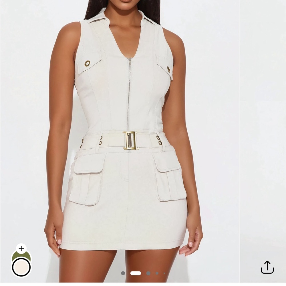 White cargo Mini Dress